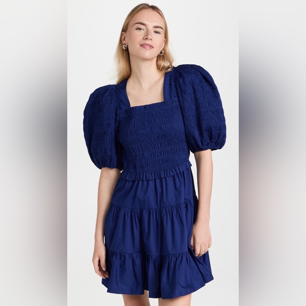 SEA NY Sloane Smocked Mini Dress in
Cobalt Blue Size S
